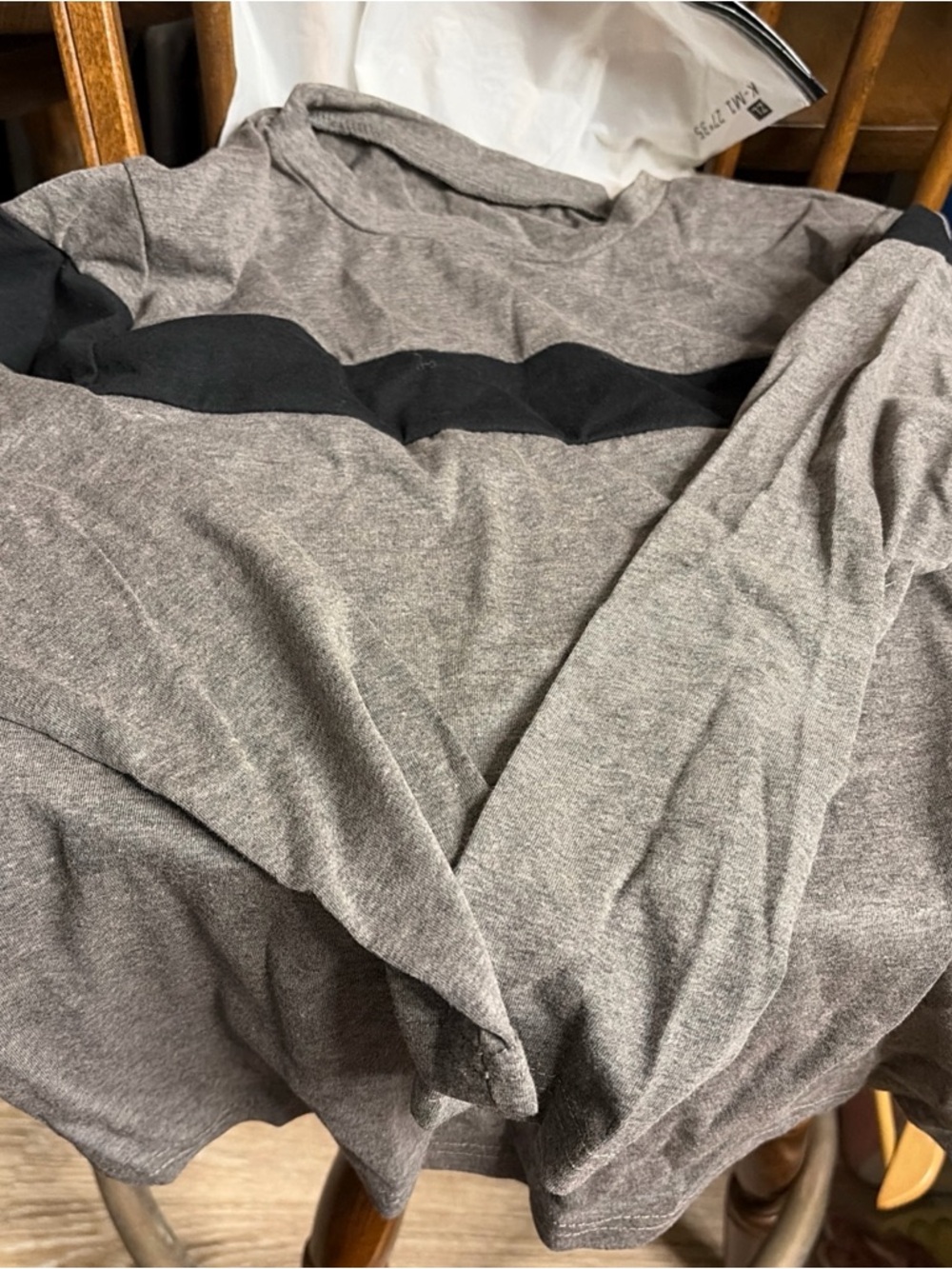 New SHEIN boys unisex long sleeve tee t shirt gray black stripe 12 y